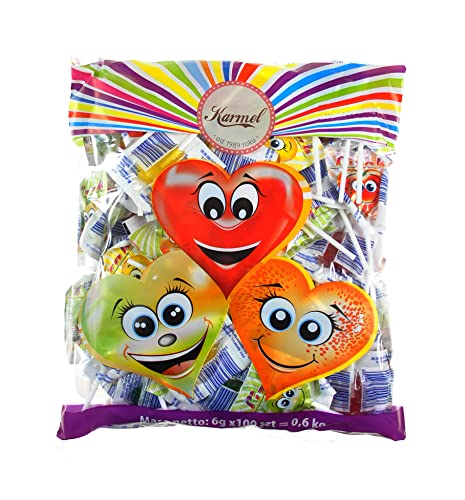 Piruletas, paquete grande, 100 piezas, piruletas en forma de corazón con sabor a frutas para fiestas de cumpleaños infantiles y otras ocasiones