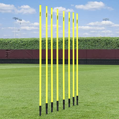 FORZA Palos de Slalom para Entrenamientos | Base de Goma Opcional para Césped Artificial (1,5m o 1,8m de Alto) (Palo de Slalom con Muelle, 1,5m – Pack de 8)