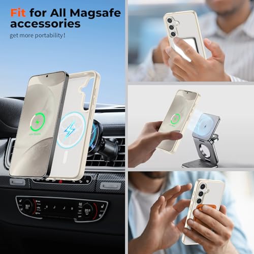 Image of SUPFINE Magnetic for Samsung Galaxy S24 Plus Case / S25 Plus Case with Screen Protector, (Built-in Magnets) (Military Grade Drop Protection) Slim Translucent Shockproof Phone Case,Stone