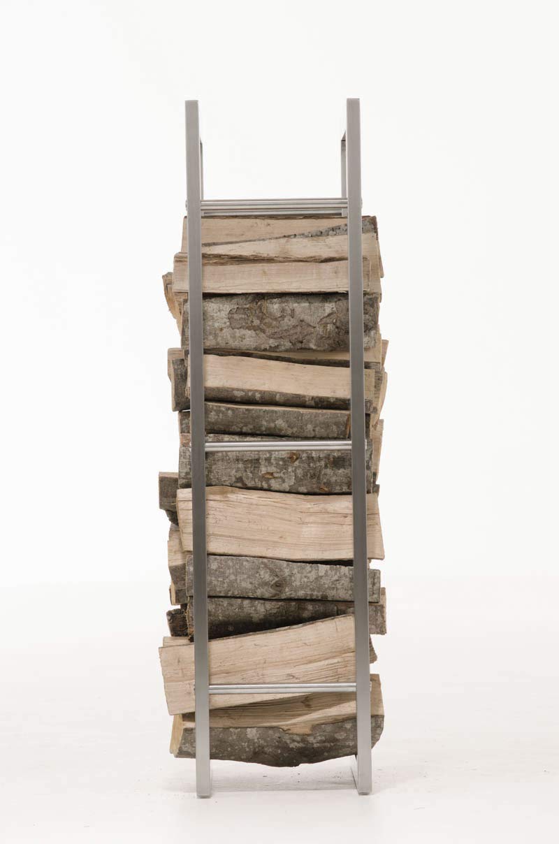 CLP Estantería para Guardar Leña Keri sin Pared Posterior | Soporte de Almacenamiento de Leña de Acero Inoxidable I Leñero Moderno I, Tamaño:25x60x150 cm