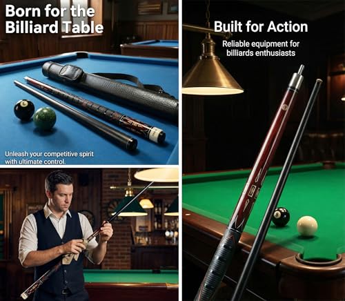 Tai ba cues taco de billar 2 piezas con estuche, punta cuero 13mm, 58" miniatura 4
