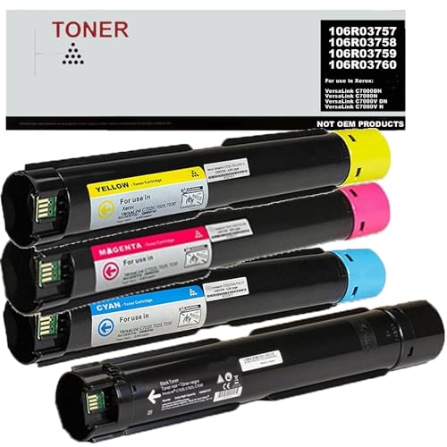 Genérico 106R03757 106R03758 106R03759 106R03760 Pack 4 Toner Multicolor Compatible con Xerox VersaLink C7000