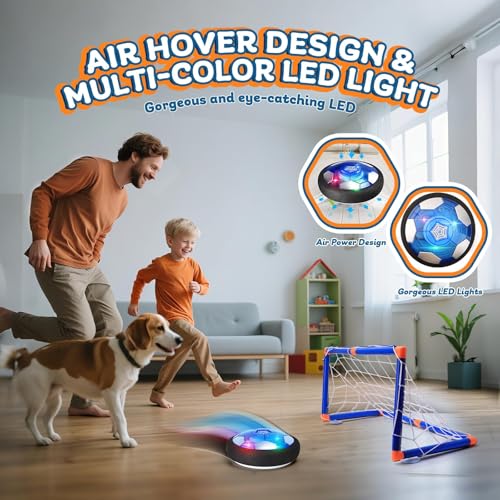 Image of Nazano 3-in-1 Hover Soccer Ball Set for Kids, Gift for Boys 3-5 6-8, Hover Soccer Ball for Kids, LED Lights Indoor Outdoor Birthday Christmas Hockey Gifts for Boys