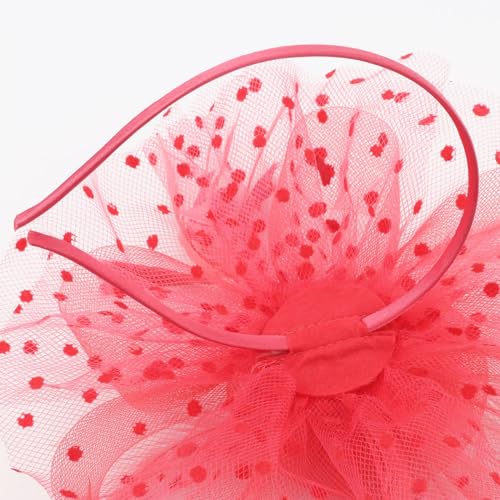 Image of DRESHOW Fascinators Hat Flower Mesh Ribbons Feathers on a Headband and a Clip Tea Party Headwear for Girls and Women