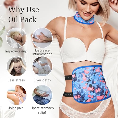 Image of 2 Pack Castor Oil Pack Wrap, Reusable Castor Oil Pack Organic Cotton Anti Oil Leak(Oil are Not Include) Flower