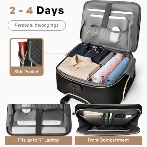 Image of Arcoyard Rolling Laptop Bag Women, Rolling Briefcase for Women for Work, 17 Inch Computer Bag with Multi-Wheels, Fashion Flap Laptop Bag With Wheels for Work Business, Black