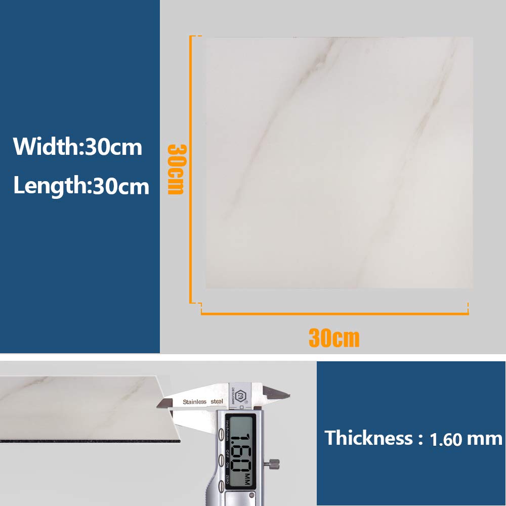 VEELIKE Adesivo Pavimento Marmo Adesivi per Piastrelle Marmo Pavimento PVC Adesivo Mattonelle Adesive Piastrelle Adesive Cucina Pavimento Piastrelle Adesive 24 Pezzi 30cm x 30cm (Non Bianco Puro)