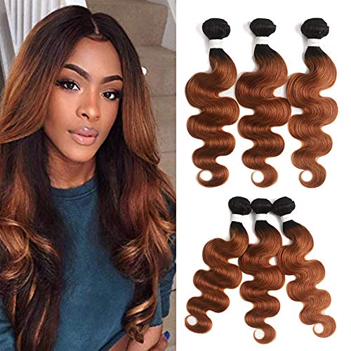 Ombre Body Wave Human Hair 3 Bundles 2 Tone 1B/30 Ombre Brown Body Wave Bundles Colored Virgin Hair Weave 14 16 18 Inch