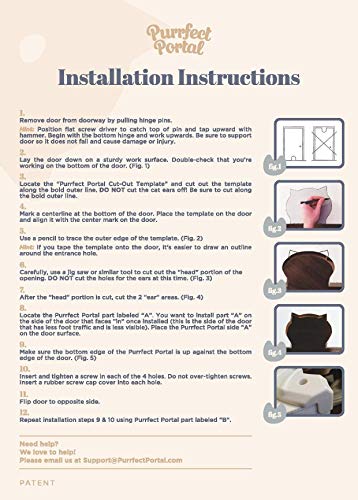 Cat Door Built In Interior Pet Door For Small, Medium, & Large Cats - Cat Doors For Interior Doors - Hole Pass Fits Indoor Hollow Core Or Solid Inside Doors - Hidden Kitty Litter Box Cat Furniture #TOP5