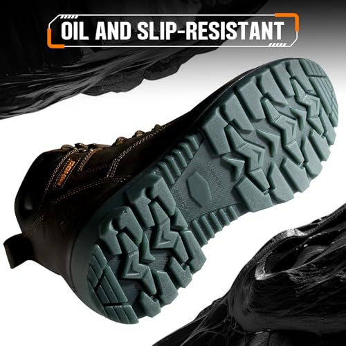 Image of NINGO Work Boots for Men, Steel Toe Waterproof Boots with Puncture Proof, Oil & Slip Resistant, Comfortable Mens Construction Boot with EH Protection, Leather Shoes for Industrial