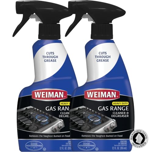 Comparison: Best Degreaser For Range Hood 2 Weiman Heavy Duty Gas Range & Stove Top Cleaner and Degreaser - 2 Pack, 24 Ounces with MicroFiber Cleaning Towel