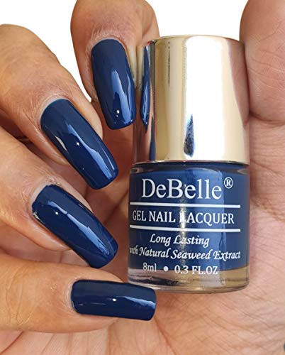 DeBelle Gel Glossy Finish Nail Polish Bleu Allure(Navy Blue), 8 Ml – Enriched With Natural Seaweed Extract, Cruelty Free, Toxic Free