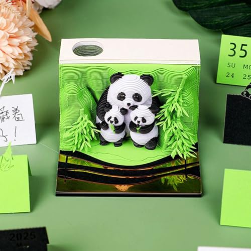 Calendrier 2026 Panda bloc-notes 3D à déchirer avec carnet de notes décoratif pour bureau - 3