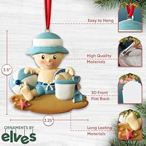 Personalized Christmas Tree Toddler Ornament 2024 - Summer Vacation Baby Christmas Ornaments for Boys Toddler Ornaments for Christmas Tree Baby Boy First Christmas Beach Ornaments by Elves Personalized Christmas Tree Toddler Ornament 2024 Summer Vacation Baby Christmas Ornaments for Boys Toddler Ornaments for Christmas Tree Baby Boy First Christmas Beach Ornaments by Elves