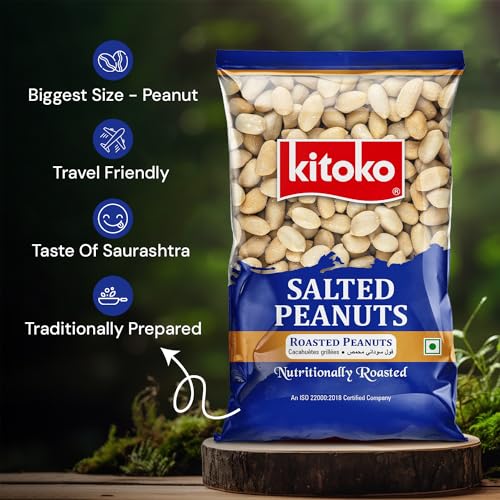 Image of Kitoko Roasted Salted Peanuts without Skin 400gm Pack of 4, Khari Sing