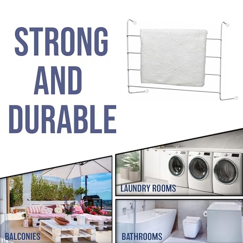 PaMeer 2M Drying Space, Pack Of 2 Metal Radiator Towel Rail, 4 Bar Radiator Airer, Outdoor Clothes Airer, Durable Metal Indoor Clothes Dryer_ 36cm (H) x 50cm (W) x 16cm (D) - Image 4