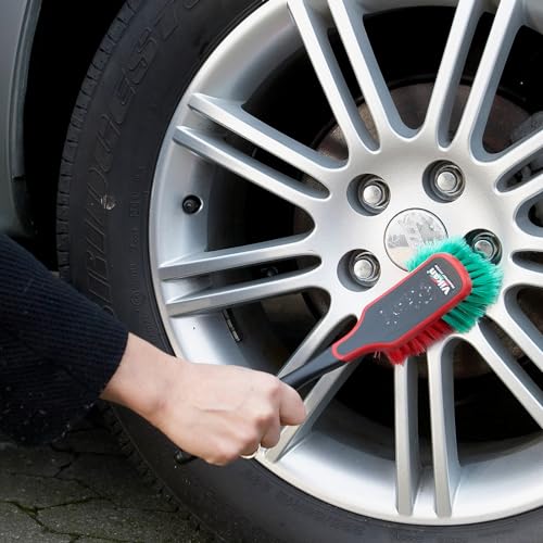 Vikan 525252 Multibürste/Felgenbürste, 310 mm x 290 mm, Weiche gesplisste Borsten, Schwarz – Premium-Bürste zur Felgenreinigung