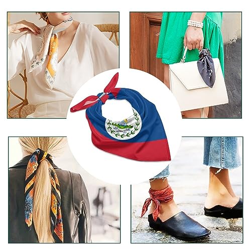 Flag of Belize Women's Neckerchief Scarf Square Head Scarves Head Hair Wrap Bandana3