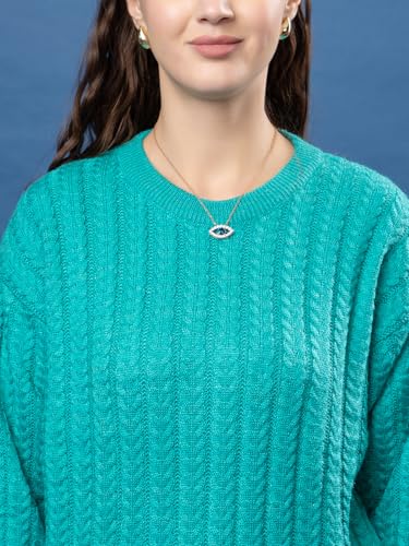 Image of Women's Cable Knit Woolen Pullover | Full Sleeve Round Neck Winterwear | Soft & Stylish Warm Sweater for Girls & Ladies