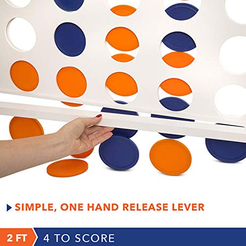 Giant 4 in A Row, 4 to Score with Carrying Bag - Premium Wooden Four Connect Game Set in 2' Wood Grain by Rally & Roar - Oversized Family Outdoor Party Games for Backyard, Lawn, Parties, Bar Game