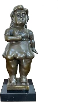 Bronze Standing Fat Woman Statue Replica Fernando Botero Signed Famous Sculpture 12.4" H