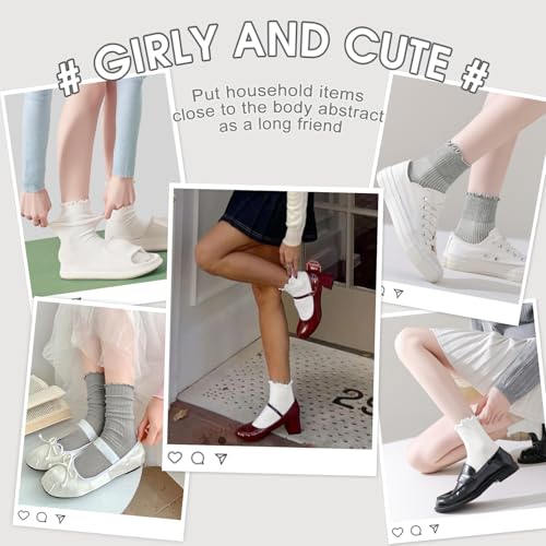 Womens Ruffle Ankle Socks Cute Lettuce Edge Crew Socks for Women 7