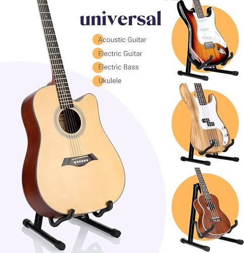 Image of ARCTIC AR-GS Foldable A-Frame Guitar Stand for Acoustic, Electric & Bass Guitars - Heavy-Duty Metal Construction, Anti-Slip Rubber Padding, Portable, Compact & Stable Design (Black)