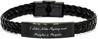Best Kite Flying Gifts, I Like Kite Flying and Maybe 3 People, Birthday Braided Leather Bracelet For Kite Flying from Friends, Kite flying gear, Kite flying accessories, Kite flying kit, Kite flying, Silver Plated Zinc, Cubic Zirconia