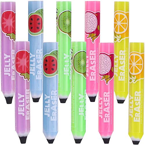 Ipienlee 10pcs Pencil Erasers Eraser Funny Portable Cube Pen-Style Eraser Eraser for Artist or Students 5 Color Jelly Erasers