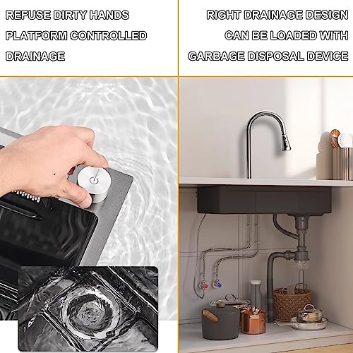 Évier de poste de travail multifonction avec robinet extractible et cascade intégrée - 6