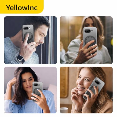 Image of Frosted Black Case for Google Pixel 10A, 360 Magentic Stand, Aero-Space Grade Protection Cover (Black Rotating Stand, Google Pixel 10a)