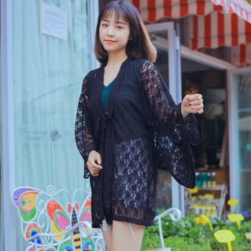 Kimono de encaje para mujer y cárdigan japonés de playa 4