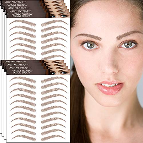 Aresvns Eyebrow Tattoo Sticker 99 Pairs! Newly Improved Realistic Fake Eyebrows,Popular Brown Eyebrow Shapes,4D Imitation Eyebrows Waterproof,Eyebrow Transfers Stickers(Only for women without eyebrows)