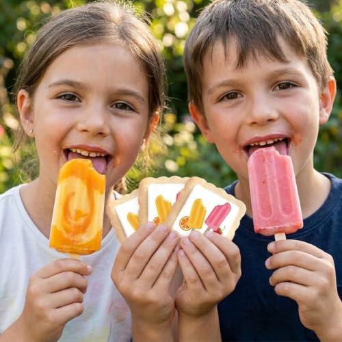 Image of Popsicle Cookies Ice Pop Summer Party Favors Ice Cream | Individually Wrapped 24 Pack Cookie | Ices Theme Birthday Kids Adults Treats snacks