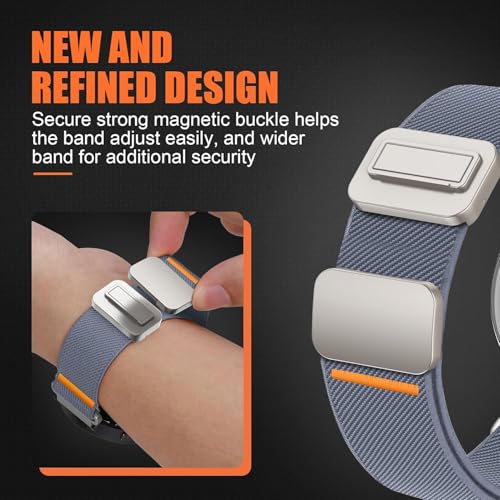 Image of Elastic Nylon Bands for Garmin Venu 3S 2S /Venu 4 41mm /Vivoactive 4S /Vivomove 3S /Forerunner 265S /255S Band Women,18mm Quick Release Magnetic /Parachute Buckle Stretchy Nylon Sport Watch Strap