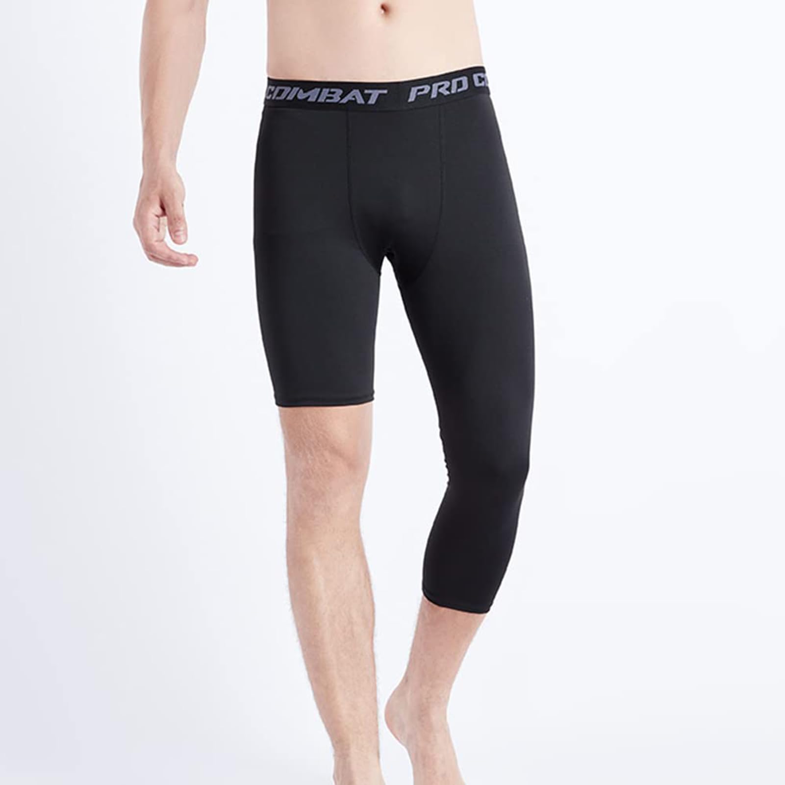 Pantalones de Compresión para Hombre, Mallas Deporte 3/4, Tejido de Secado Rápido, Running, Fitness