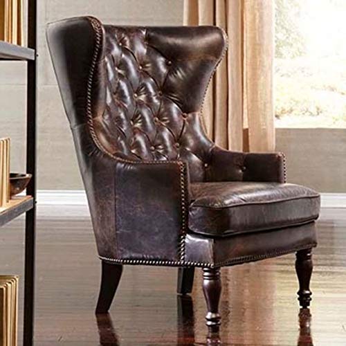TAYYABA ENTERPRISES Sheesham Wooden Armrest Wing Chair Leatherette High Back Single Seater Sofa Chair
