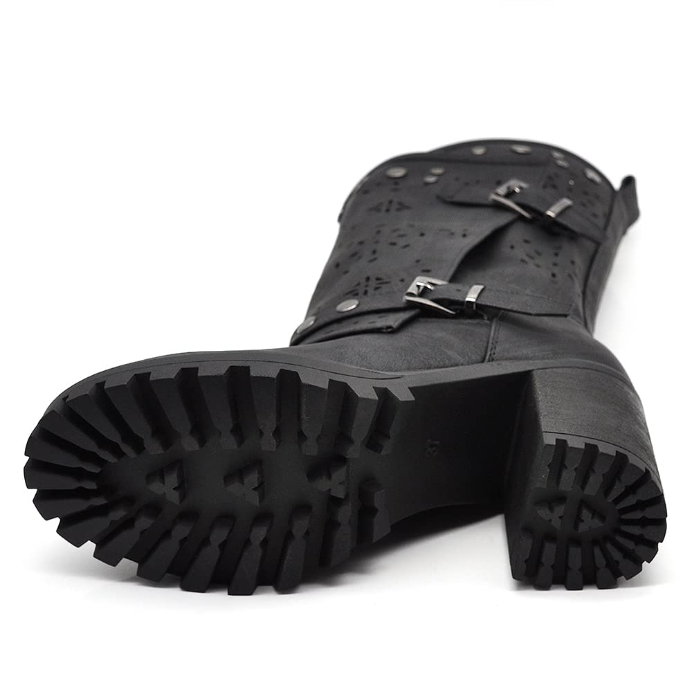 IF FASHION Stivaletti Tronchetti Da Donna Con Tacco Grosso Plateau Borchie Pelle Sintetica G669