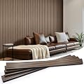 LARWORKS Wood Slat Wall Panels 4 Pack 94.5" x 7.9", Acoustic Wooden Panel for Wall, Soundproof 3D Fluted Panels for Interior Wall Decor, Living Room, Bedroom - Walnut (Cover Approx.21 sq.ft)