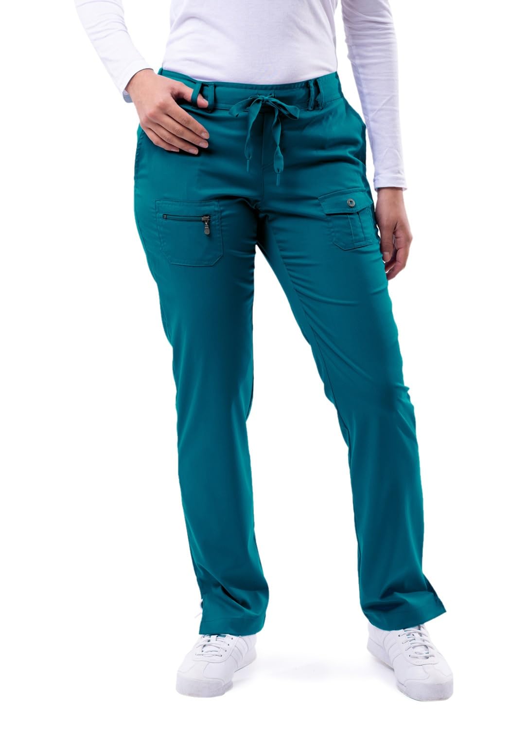 Adar Pro Scrubs for Women - Skinny Leg Yoga Scrub Pants - P4100 - Caribbean Blue - XL
