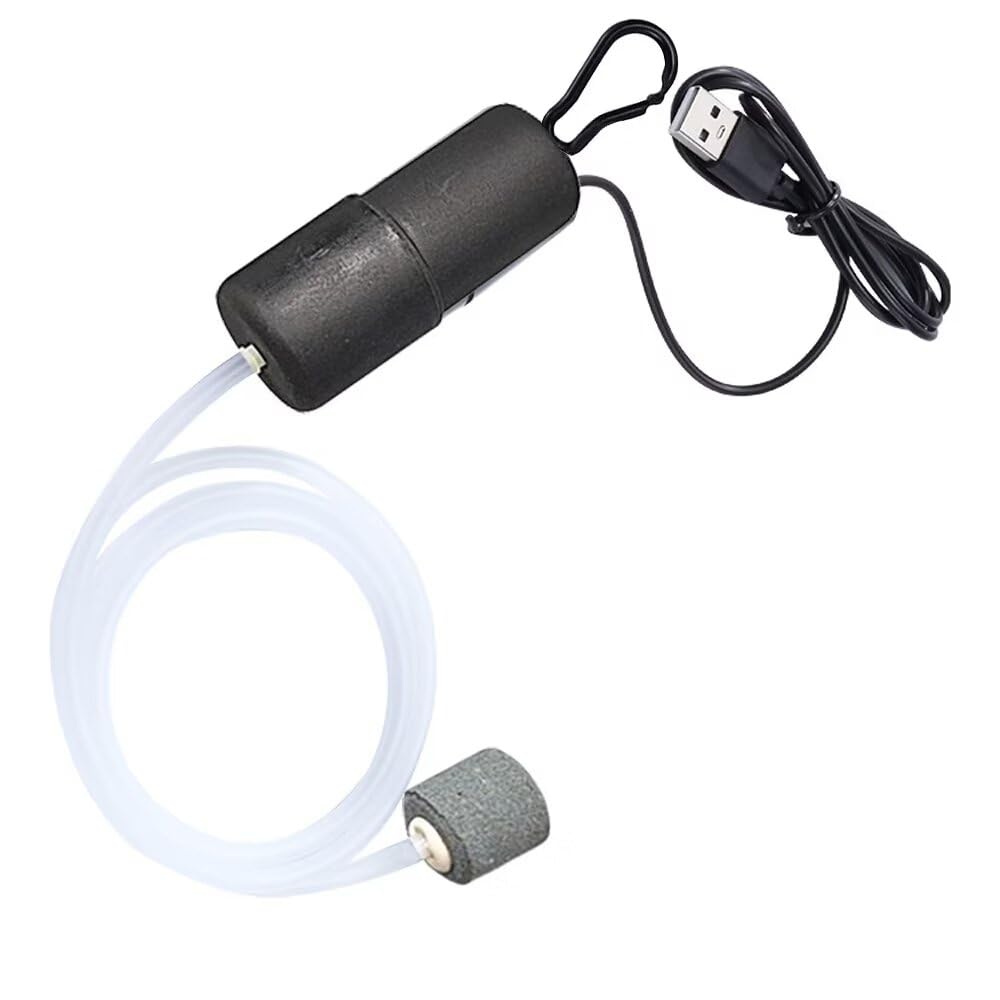 ENJOY-UNIQUE Aquarium Air Pump, Mini USB Fish Tank Pump, Portable Energy Saving Oxygen Bubbler Aerator with Air Stone for Small Aquariums, Outdoor Fishing