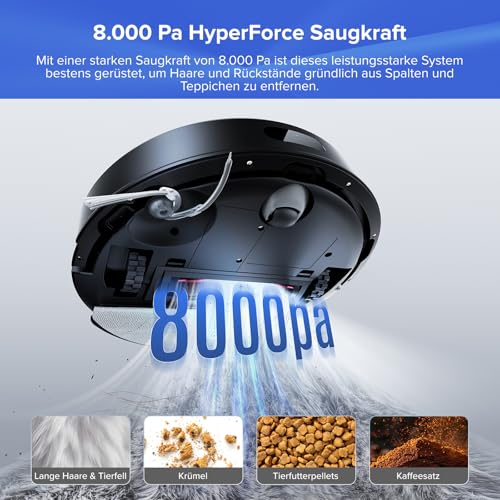roborock Q7 L5+ Saugroboter mit Wischfunktion, Automatischer Staubentleerung, Dual Anti-Tangle System, 8.000 Pa Saugkraft, LiDAR-Navigation,Wischroboter für Teppich, Tierhaare, APP Steuerung(Schwarz) – Bild 4