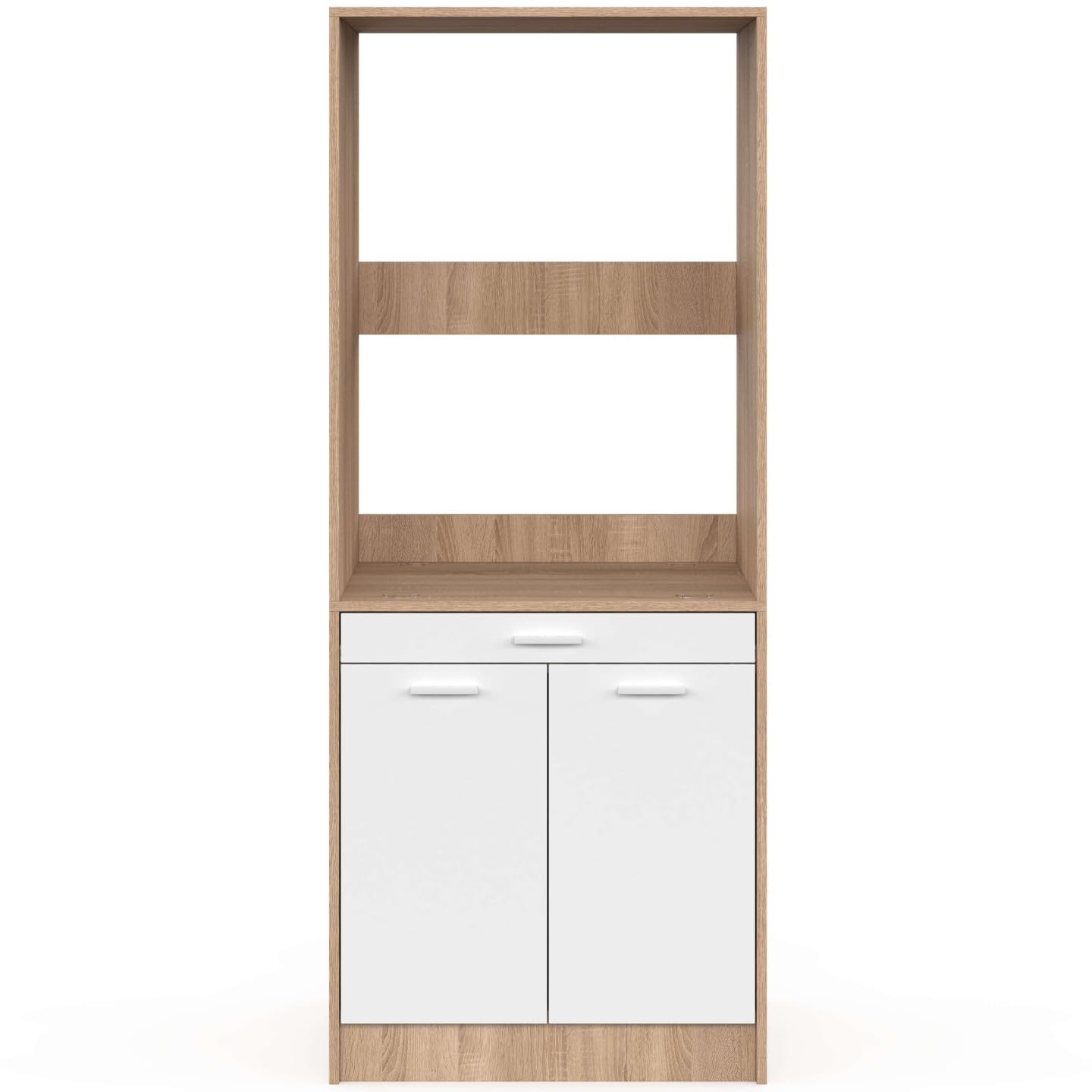 IDMarket - Waschmaschinen- oder Wäschetrockner-Unterbau Wallis mit ausziehbarer Ablage für den Wäschekorb und Schrank in Holz und Weiß