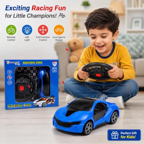 Image of Remote Control Racing Car Toy with Steering Wheel Controller, Red
