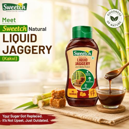 Image of Sweetch Natural Liquid Jaggery (Kakvi) 400 gm | Natural Sugarcane Gur Syrup | No Preservatives, Chemical-Free | Unrefined Traditional Liquid Gud for Tea, Milk & Daily Use