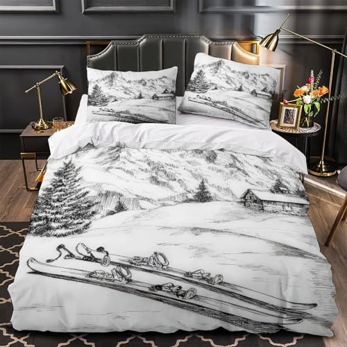 Housse de couette 140x200 ski microfibre douce hypoallergénique - 2