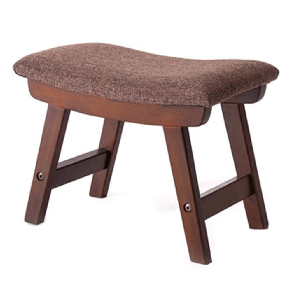 Repose-pieds pouf en bois massif marron 38x24x29 cm pour salon