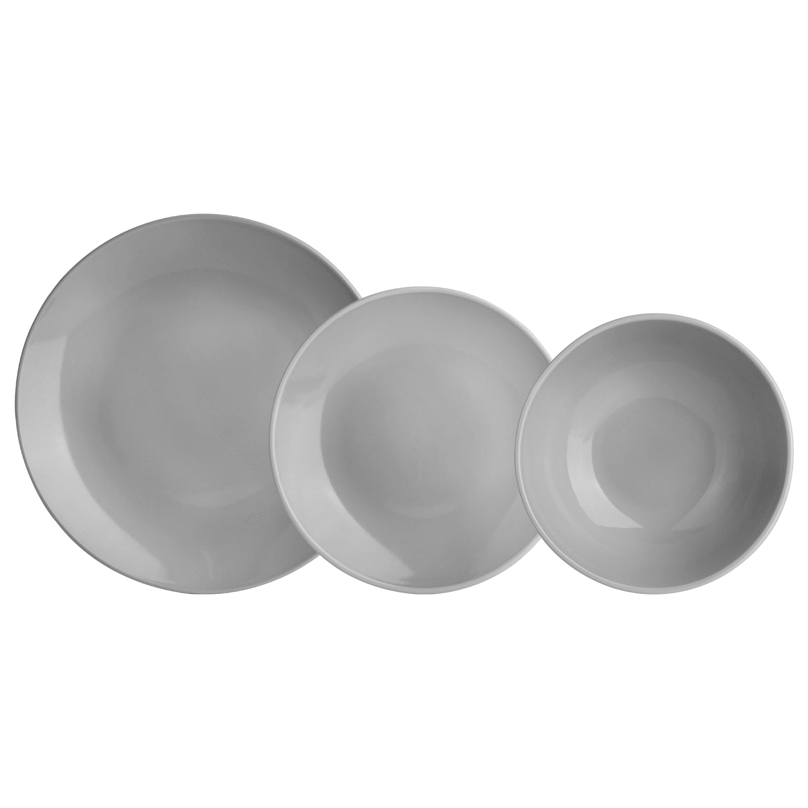 Vajilla Ceramica Santa Elena 18 Piezas Modelo Luna - Color Gris- Servicio para 6 Personas - Apta para Lavavajillas y Microhondas - Resistente Manchas y Arañazos - Diseño Ergonómico - Limpieza Fácil.