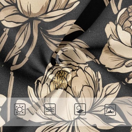 Animals Toddler Underwear Custom 2t Cotton Panties for Girl Vintage Peony Flowers Beige Black Kids Briefs Undies3