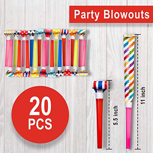 Collect Present Rainbow Birthday Party Decorations for Girls and Boys – Inflatable Happy Birthday Banner with 20 Party Hats and 20 Party Blowers – Includes Inflation Straw and Hanging Ribbon